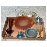 Colored Glassware w/ Golden Sunset EAPG Platter