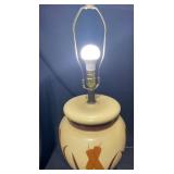 Vintage Cattail Pottery Table Lamp