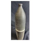 Modernist Black Striped Studio Pottery Vase
