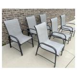 Patio Sling Chairs Set Of Six Gray Outdoor Seats