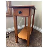 Narrow Wood End Table w/ Power Strip