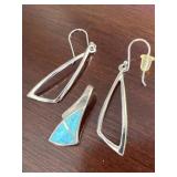 Sterling Silver Earrings Pendant Opalescent Inlay