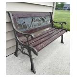 Small Wood & Metal Child Garden Bench Outdoor