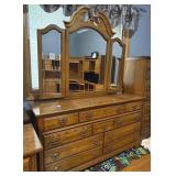 Oak Dresser With Vanity Mirror