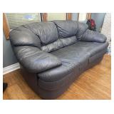 Leather Love Seat Blue Gray