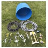 Garden Watering Supplies Lot In Storage Barrel
