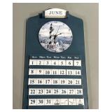 Wood Calendar Clock Lighthouse Wall Plaque