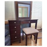 Vanity Desk Julia Mirror Stool Dark Wood