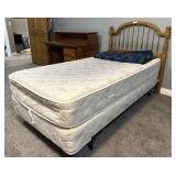 Oak Twin Bed Frame & Mattress Combo