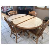 Oak Tile Top Dining Set 5 Pc