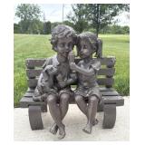 Children On Bench Garden Statue