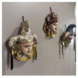 New Orleans Mardi Gras Mask Wall Art Trio