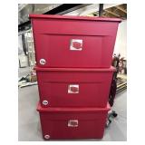 Sterilite 45 Gallon Storage Totes 3-Piece Red