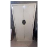 Vintage-Style, White Metal Storage Cabinet.