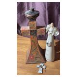 Cross Ornament, Candle Holder & Ceramic Angle
