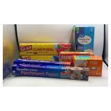 Trash Bags, Parchment Paper And Food Wrap Open