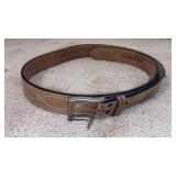 Tan Leather Belt w Double Border Stitching