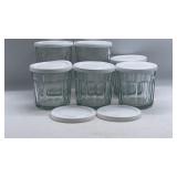 Vintage Faceted French Glass Canning Jars w White