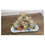 Vintage Set Of Billiards-Themed Drinking Glasses