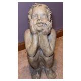 Distressed Cherub Statue 7x9x18"