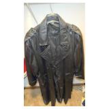 Studio Alx Black Leather Trench Coat Sz XL