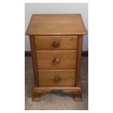 Vintage 3-Drawer Solid Pine Wooden Nightstand