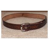Brown Leather Belt w a Natural Tan Underside