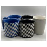 Checkered/White Ceramic Coffee Mugs 3.5-4x4-4.5