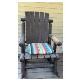 Wooden Rocker w Cushion 26x22x44"
