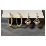 Pair of dangle & hoop earrings for pierced ears