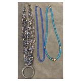 Blue beaded necklaces 16'
