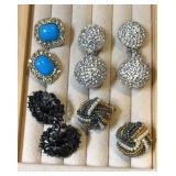 Beaded & rhinestone clip on earrings