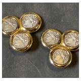 Vintage Kenneth Jay Lane 3 Greek Roman Coin Clip