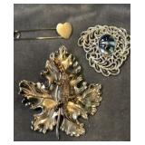 Sterling silver heart paper clip pin & other