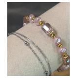 925 silver multistrand bracelet and purple stone