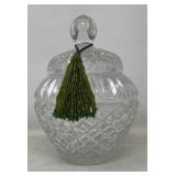 Cut Crystal Lidded Jar with Beaded Tassel