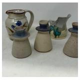 Studio Pottery Pitcher & Candleholders