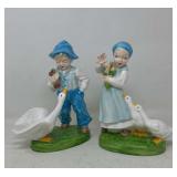 Porcelain Dutch Children & Geese Figurines