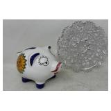 Piggy Bank & Cut Glass Plates