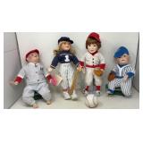 Baseball-Themed Collector Doll Group of Four