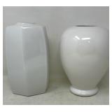 White Ceramic Glazed Vase Pair
