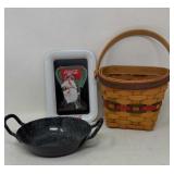 Longaberger Basket, Coca-Cola Tray & Enamelware