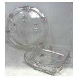 Pink Tulip Glass Serving Bowl Set