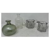 Glass Bottles & Creamer Set