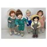 Porcelain Child Doll Collection with Stands
