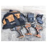 Ridgid Cordless Tool Set In Storage Bag