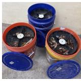 Copper Plumbing Fittings In 3 Sorting Buckets