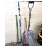 Scoop Shovel, Pick Mattock, Axe & Extension Pole