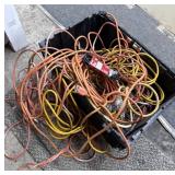 Extension Cords Lot In Black Storage Bin