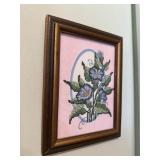 Framed Floral Cross-Stitch Art